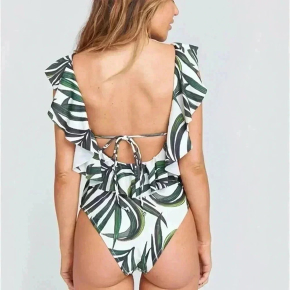 Swimsuit One Piece Swimwear Floral Printed Backless Bathing Suit Bodysuit Beach - Picture 3 of 9